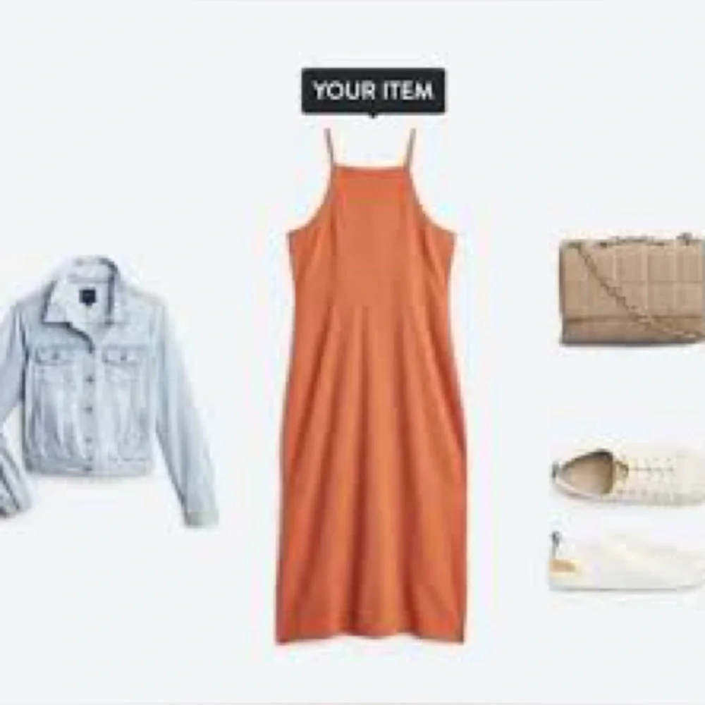 MADEWELL BURNT ORANGE CROSSHATCH TEXTURE KNEE-LENGTH APRON DRESS - Picture 3 of 9